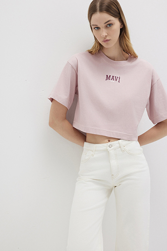 Mavi Kısa Kesim Kısa Kollu Kadın Tişört M1613411 71018 Eflatun Mavi Kısa Kesim Kısa Kollu Kadın Tişört M1613411 71018 Eflatun