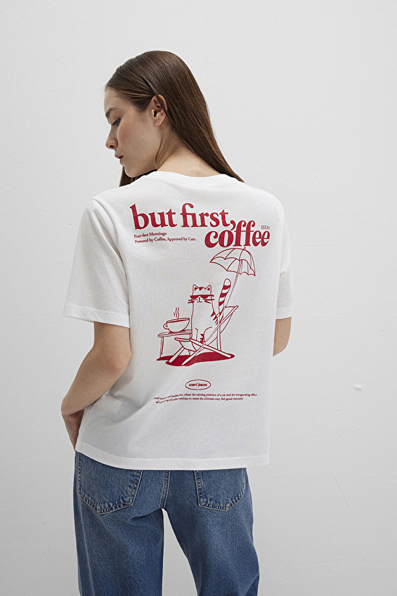 Mavi Kısa Kollu Kadın Tişört M1613474 70057 Beyaz Mavi Kısa Kollu Kadın Tişört M1613474 70057 Beyaz