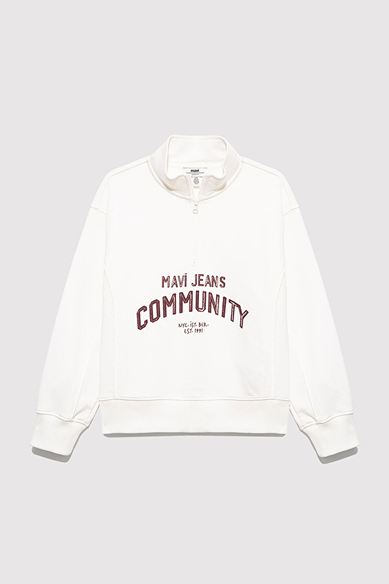 Mavi Comfort Fit Kız Çocuk Sweatshirt M7S10130 70057 Ekru Mavi Comfort Fit Kız Çocuk Sweatshirt M7S10130 70057 Ekru