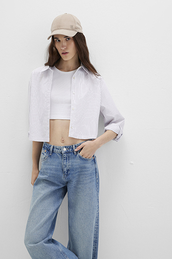 Mavi Kadın Gömlek M1211297 88614 Cızgılı Mavi Kadın Gömlek M1211297 88614 Cızgılı