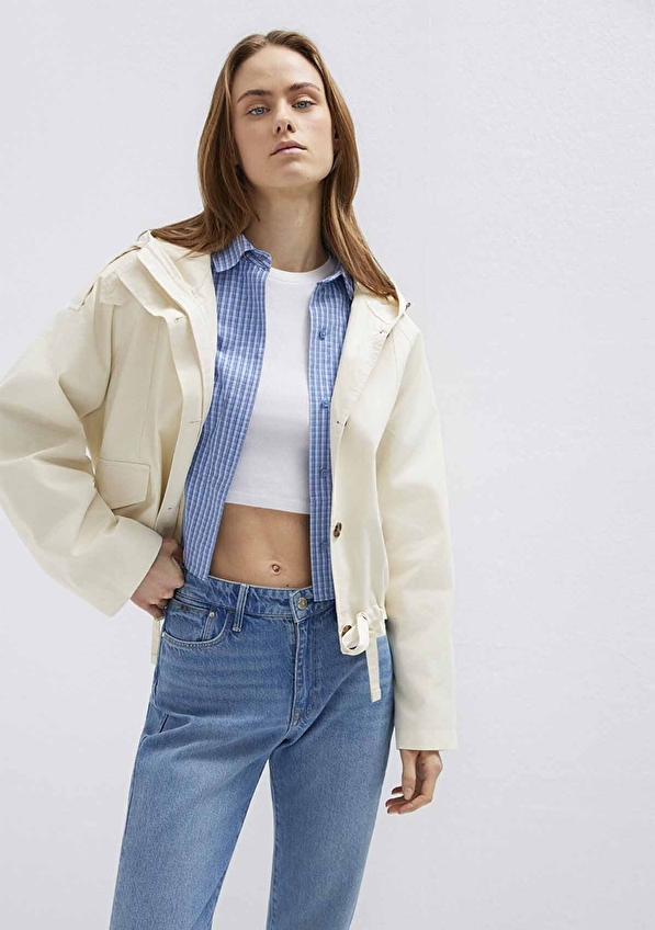 Mavi Kadın Ceket M1110756 70065 Beyaz Mavi Kadın Ceket M1110756 70065 Beyaz