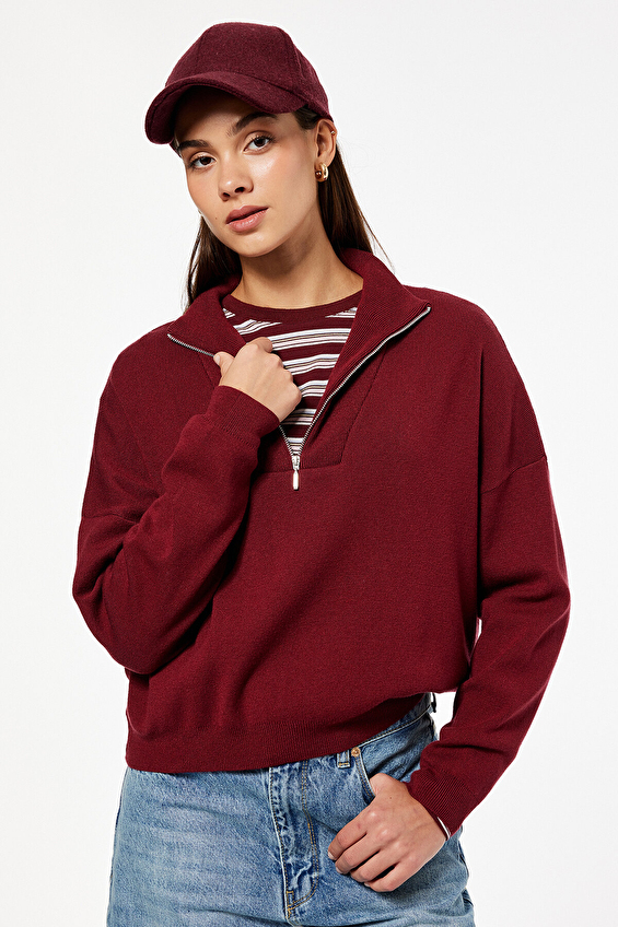 Koton Kadın Kazak 6WAL90063HT Bordo Koton Kadın Kazak 6WAL90063HT Bordo