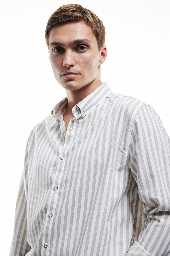 Koton Regular Fit Erkek Gömlek 6WAM60104HW Gri Koton Regular Fit Erkek Gömlek 6WAM60104HW Gri