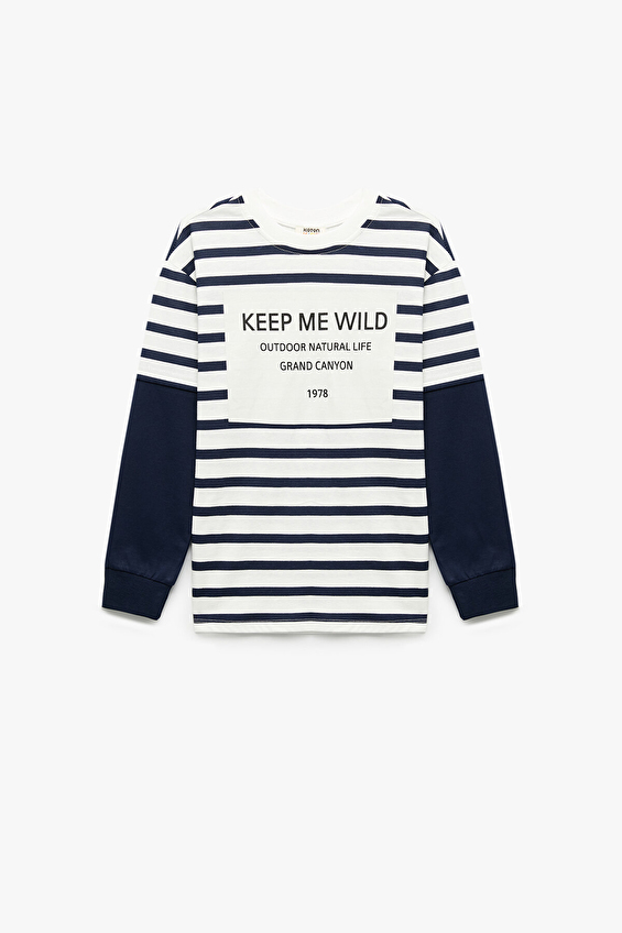 Koton Regular Fit Bisiklet Yaka Uzun Kol Erkek Çocuk Tişört 6WKB10097TK Ekru Koton Regular Fit Bisiklet Yaka Uzun Kol Erkek Çocuk Tişört 6WKB10097TK Ekru