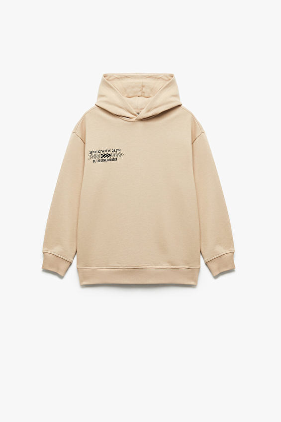 Koton Uzun Kol Kapüşonlu Oversize Erkek Çocuk Sweatshirt 6WKB10131TK Bej Koton Uzun Kol Kapüşonlu Oversize Erkek Çocuk Sweatshirt 6WKB10131TK Bej