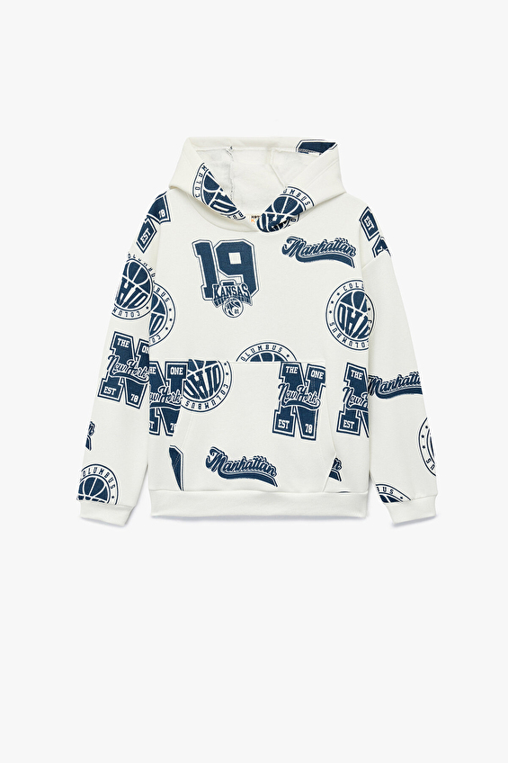 Koton Uzun Kol Kapüşonlu Oversize Erkek Çocuk Sweatshirt 6WKB10140TK Ekru Koton Uzun Kol Kapüşonlu Oversize Erkek Çocuk Sweatshirt 6WKB10140TK Ekru