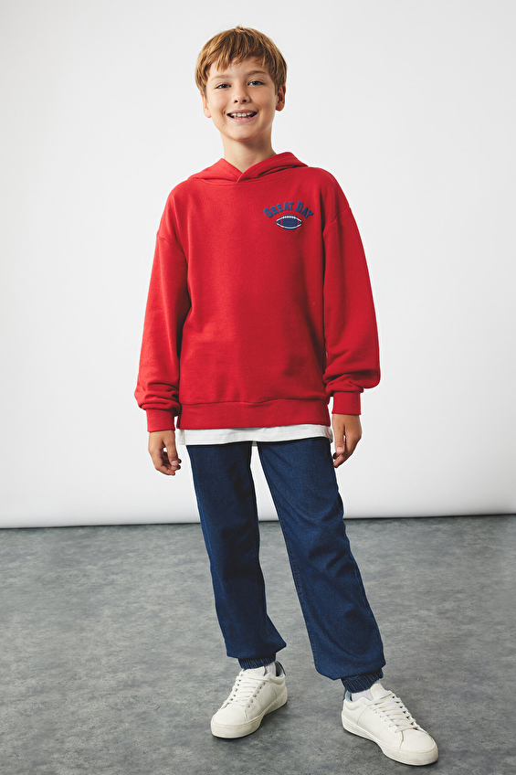 Koton Uzun Kol Kapüşonlu Oversize Erkek Çocuk Sweatshirt 6WKB10156TK Kırmızı Koton Uzun Kol Kapüşonlu Oversize Erkek Çocuk Sweatshirt 6WKB10156TK Kırmızı