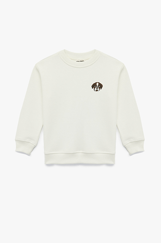 Koton Bisiklet Yaka Uzun Kol Oversize Erkek Çocuk Sweatshirt 6WKB10168TK Ekru Koton Bisiklet Yaka Uzun Kol Oversize Erkek Çocuk Sweatshirt 6WKB10168TK Ekru