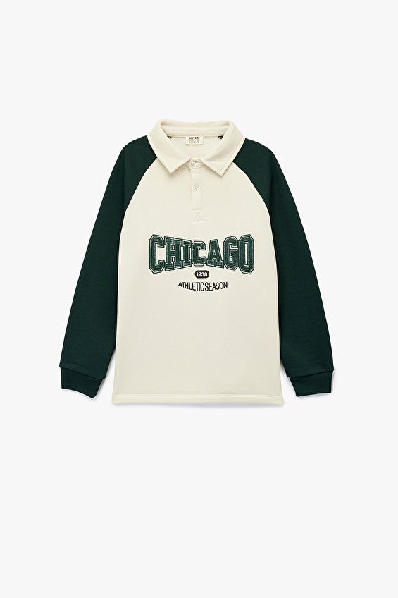 Koton Polo Yaka Regular Fit Uzun Kol Erkek Çocuk Sweatshirt 6WKB10170TK Ekru Koton Polo Yaka Regular Fit Uzun Kol Erkek Çocuk Sweatshirt 6WKB10170TK Ekru