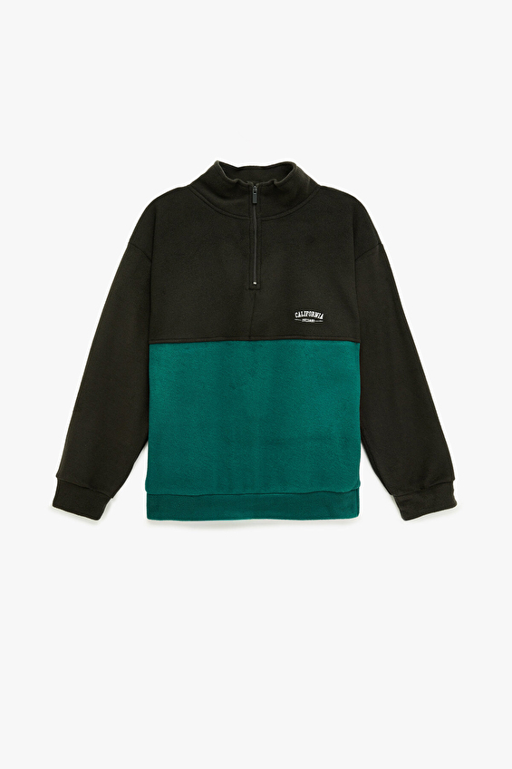 Koton Dik Yaka Uzun Kol Oversize Erkek Çocuk Sweat 6WKB10197TK Yeşil Koton Dik Yaka Uzun Kol Oversize Erkek Çocuk Sweat 6WKB10197TK Yeşil