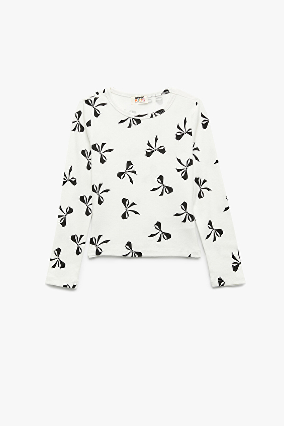 Koton Regular Fit Bisiklet Yaka Uzun Kol Kız Çocuk Tişört 6WKG10033AK Ekru Koton Regular Fit Bisiklet Yaka Uzun Kol Kız Çocuk Tişört 6WKG10033AK Ekru