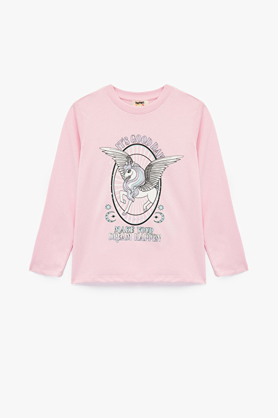 Koton Regular Fit Bisiklet Yaka Uzun Kol Kız Çocuk Tişört 6WKG10037AK Pembe Koton Regular Fit Bisiklet Yaka Uzun Kol Kız Çocuk Tişört 6WKG10037AK Pembe