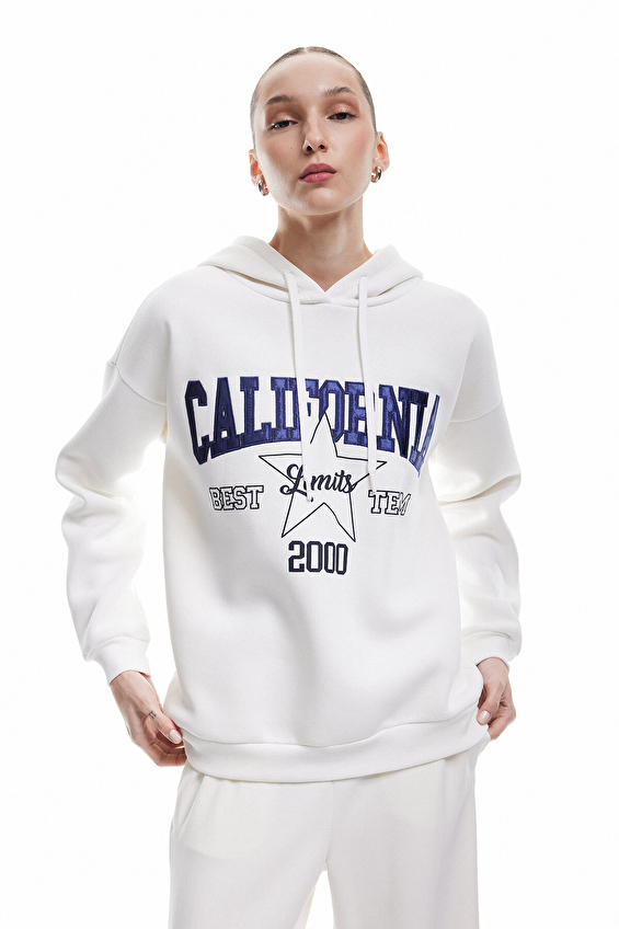 Koton Kadın Sweatshirt 6WAL10165IK Ekru Koton Kadın Sweatshirt 6WAL10165IK Ekru