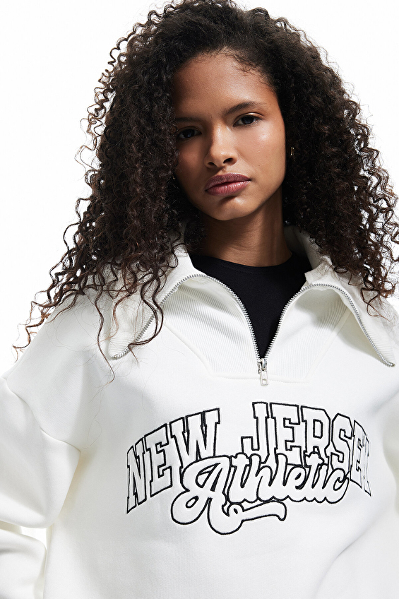 Koton Kadın Sweatshirt 6WAL10171IK Ekru Koton Kadın Sweatshirt 6WAL10171IK Ekru