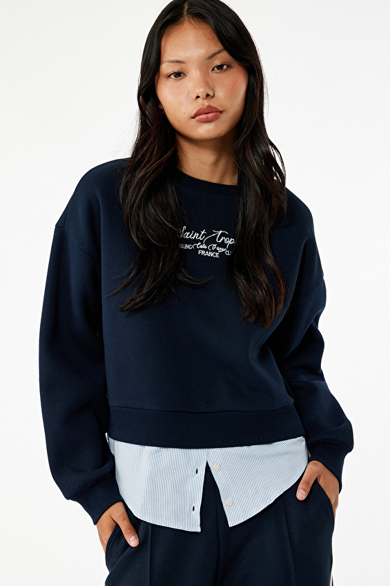 Koton Kadın Sweatshirt 6WAL10160IK Lacivert Koton Kadın Sweatshirt 6WAL10160IK Lacivert