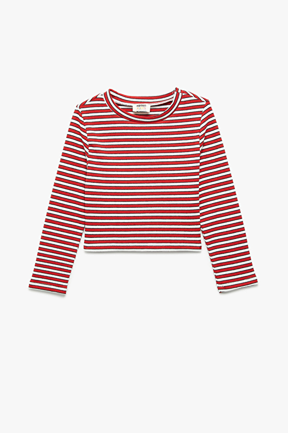 Koton Slim Fit Bisiklet Yaka Uzun Kol Kız Çocuk Tişört 6WKG10189AK Bordo Koton Slim Fit Bisiklet Yaka Uzun Kol Kız Çocuk Tişört 6WKG10189AK Bordo