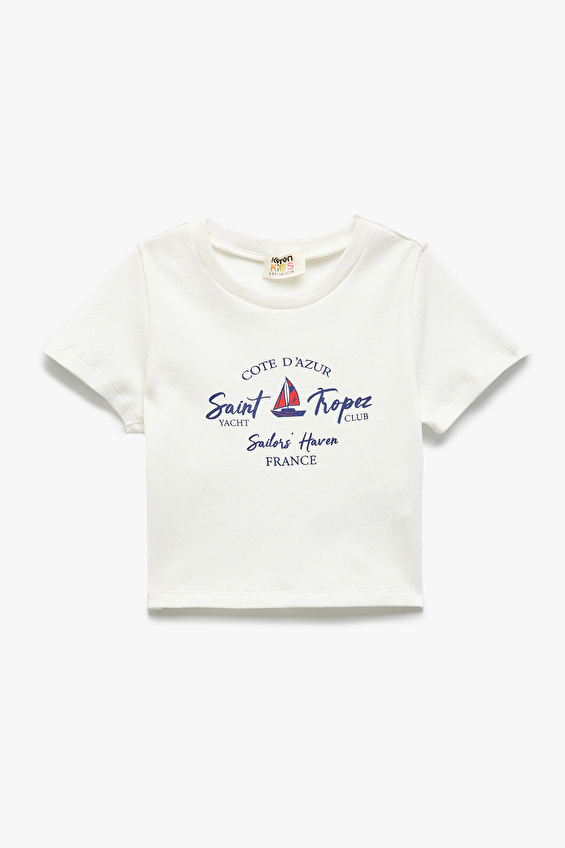Koton Kız Çocuk Tişört 5SKG10471AK Ekru Koton Kız Çocuk Tişört 5SKG10471AK Ekru