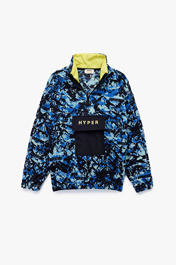 Koton Dik Yaka Uzun Kol Oversize Erkek Çocuk Sweatshirt 6WKB10186TK Mavi Koton Dik Yaka Uzun Kol Oversize Erkek Çocuk Sweatshirt 6WKB10186TK Mavi