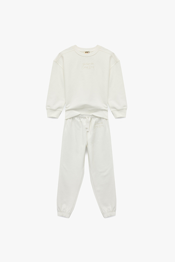 Koton Kız Çocuk Takım 6WKG10222AK Ekru Koton Kız Çocuk Takım 6WKG10222AK Ekru