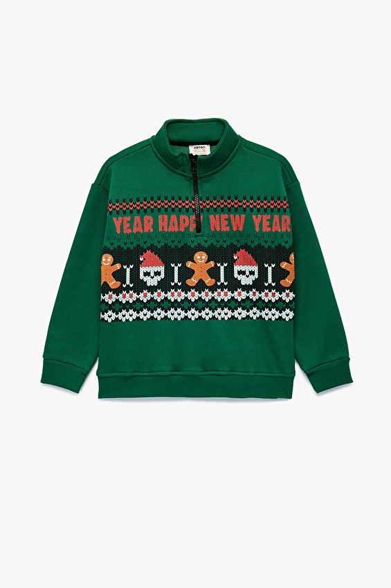 Koton Dik Yaka Uzun Kol Oversize Erkek Çocuk Sweatshirt 6WKB10176TK Yeşil Koton Dik Yaka Uzun Kol Oversize Erkek Çocuk Sweatshirt 6WKB10176TK Yeşil