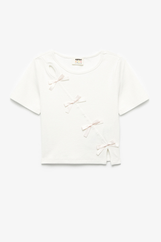 Koton Kız Çocuk Tişört 5SKG10568AK Ekru Koton Kız Çocuk Tişört 5SKG10568AK Ekru