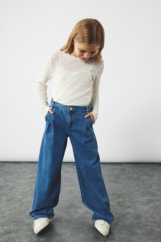 Koton Kız Çocuk Pantolon K 6WKG40035AD Indıgo Koton Kız Çocuk Pantolon K 6WKG40035AD Indıgo