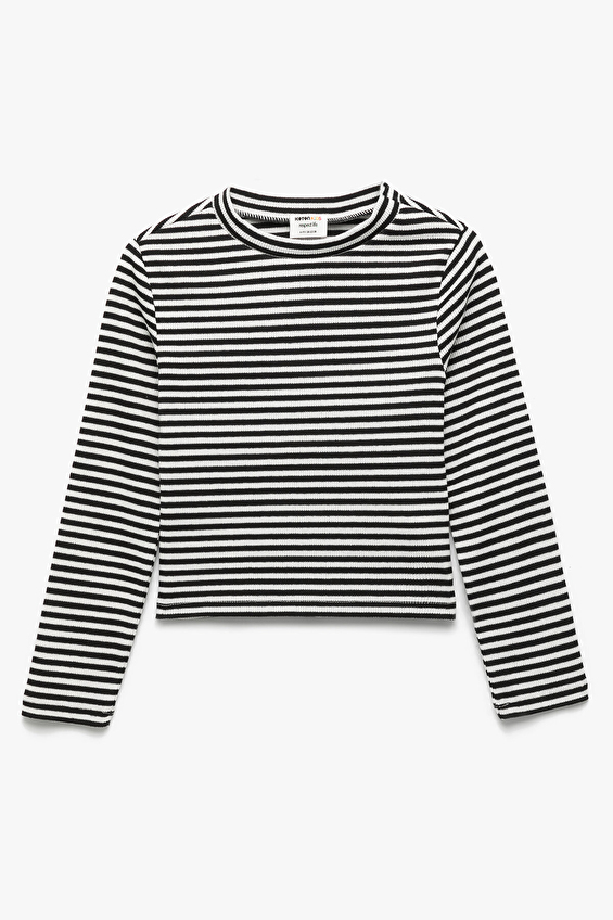 Koton Regular Fit Bisiklet Yaka Uzun Kol Kız Çocuk Tişört 6WKG10291AK Siyah Koton Regular Fit Bisiklet Yaka Uzun Kol Kız Çocuk Tişört 6WKG10291AK Siyah