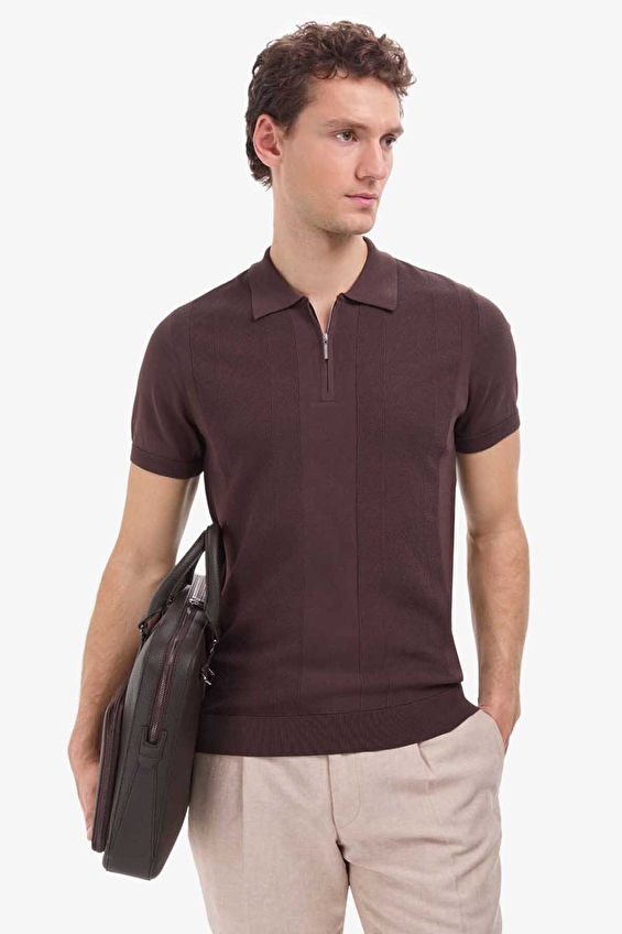 Pierre Cardin Slim Fit Erkek Triko PU 10657 Kahverengi Pierre Cardin Slim Fit Erkek Triko PU 10657 Kahverengi