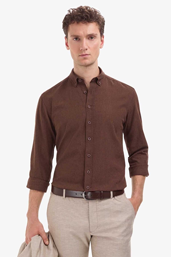 Pierre Cardin Regular Fit Erkek Gömlek PU 10823 Kahverengi Pierre Cardin Regular Fit Erkek Gömlek PU 10823 Kahverengi