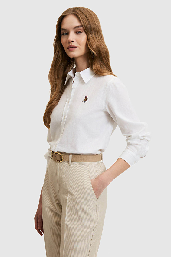 U.S. Polo Assn. Regular Fit Kadın Gömlek 8737 VR013 Beyaz U.S. Polo Assn. Regular Fit Kadın Gömlek 8737 VR013 Beyaz