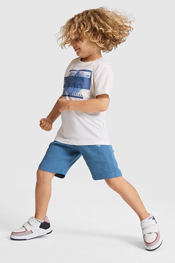 U.S. Polo Assn. Erkek Çocuk Pijama Takımı US2440 VR013 Beyaz