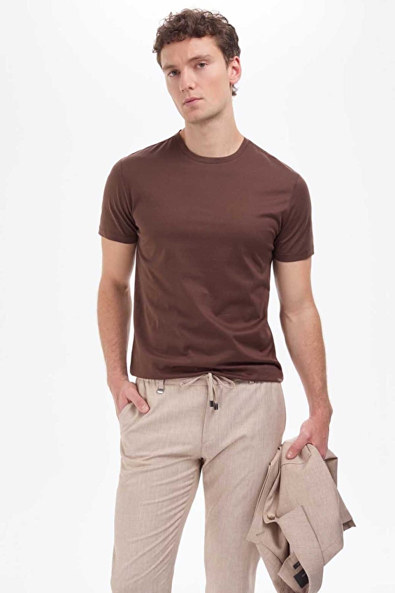 Pierre Cardin Regular Fit Erkek Tişört PU 8898 Kahverengi Pierre Cardin Regular Fit Erkek Tişört PU 8898 Kahverengi