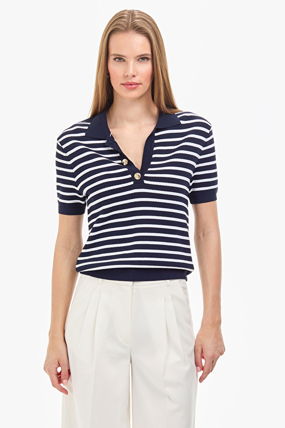 Pierre Cardin Slim Fit Polo Yaka Kısa Kollu Kadın Kazak 10322 VR033 Lacivert Pierre Cardin Slim Fit Polo Yaka Kısa Kollu Kadın Kazak 10322 VR033 Lacivert