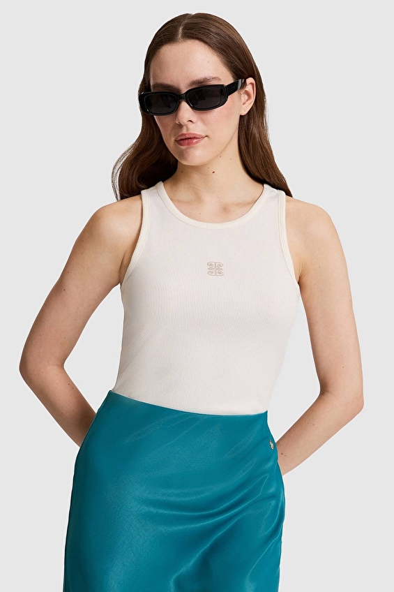 Pierre Cardin Slim Fit Halter Yaka Kolsuz Kadın Bluz 12860 VR019 Ekru