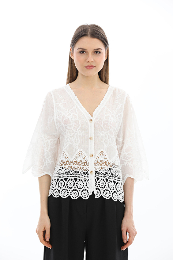 Robin Kadın Bluz M38405 Ekru Robin Kadın Bluz M38405 Ekru