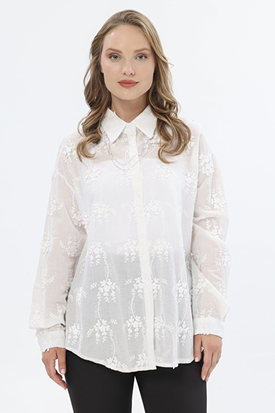 Robin Kadın Gömlek M38877 Beyaz Robin Kadın Gömlek M38877 Beyaz