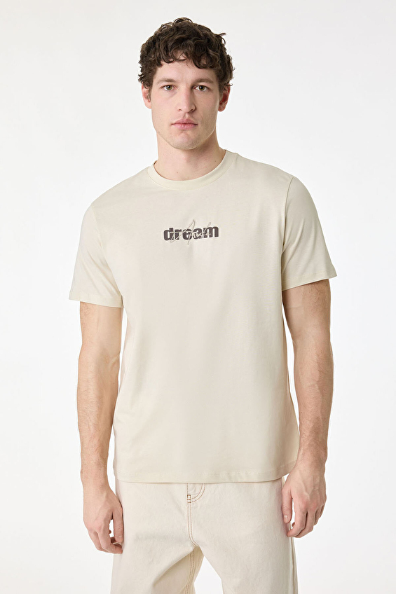 Koton Regular Fit Erkek Tişört 6SAM10008MK Bej Koton Regular Fit Erkek Tişört 6SAM10008MK Bej