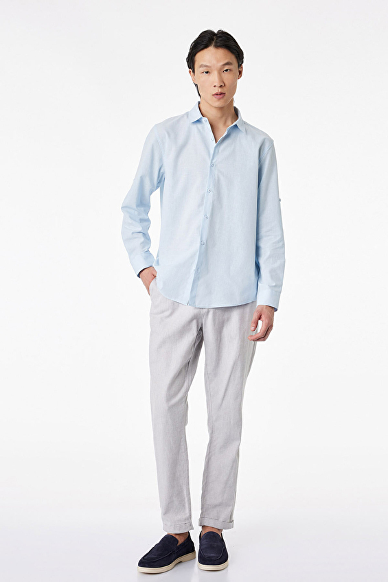 Koton Regular Fit Erkek Gömlek 6SAM60005HW645 Mavi Koton Regular Fit Erkek Gömlek 6SAM60005HW645 Mavi