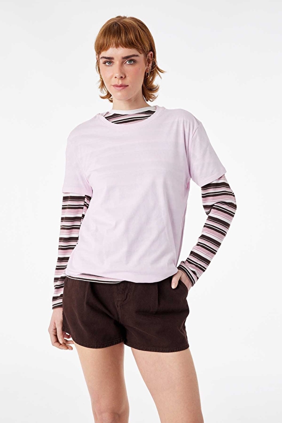 Koton Kadın Tişört 6SAL10019IK Pembe Koton Kadın Tişört 6SAL10019IK Pembe