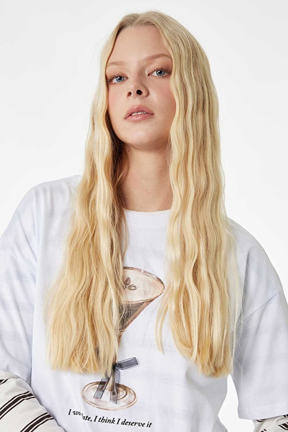 Koton Kadın Tişört 6SAL10073IK Ekru Koton Kadın Tişört 6SAL10073IK Ekru