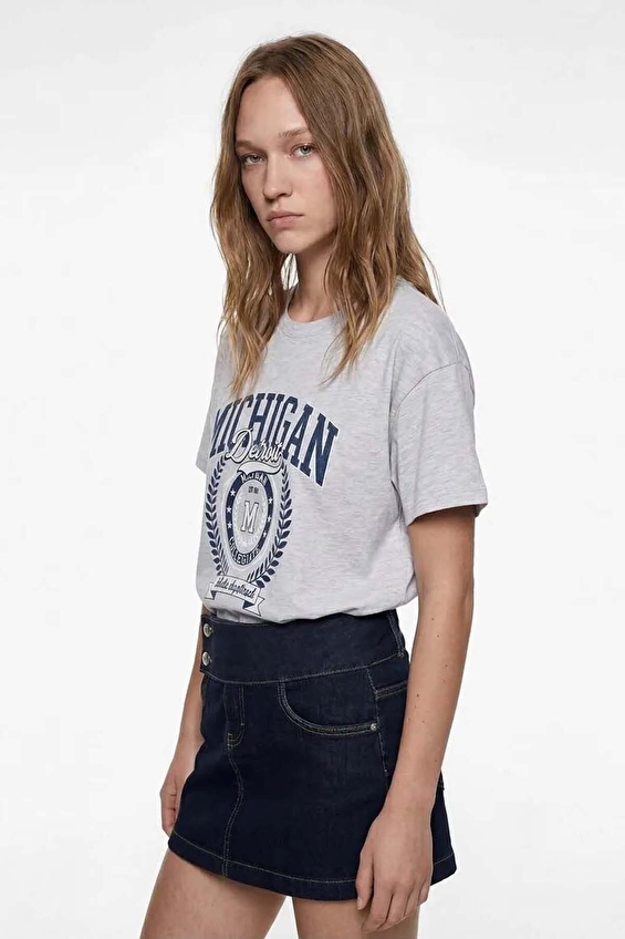 Koton Kadın Tişört 6SAL10082IK Kar melanj Koton Kadın Tişört 6SAL10082IK Kar melanj