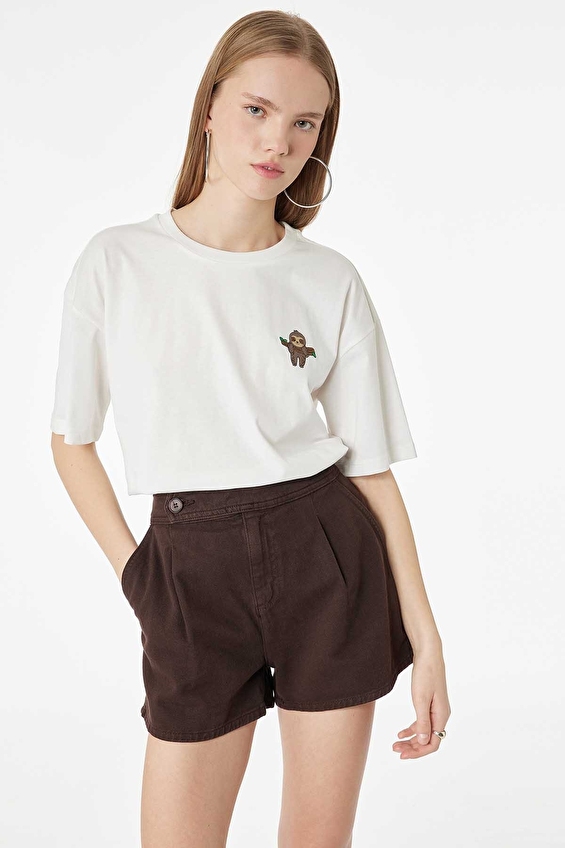 Koton Kadın Tişört 6SAL10104IK Ekru Koton Kadın Tişört 6SAL10104IK Ekru