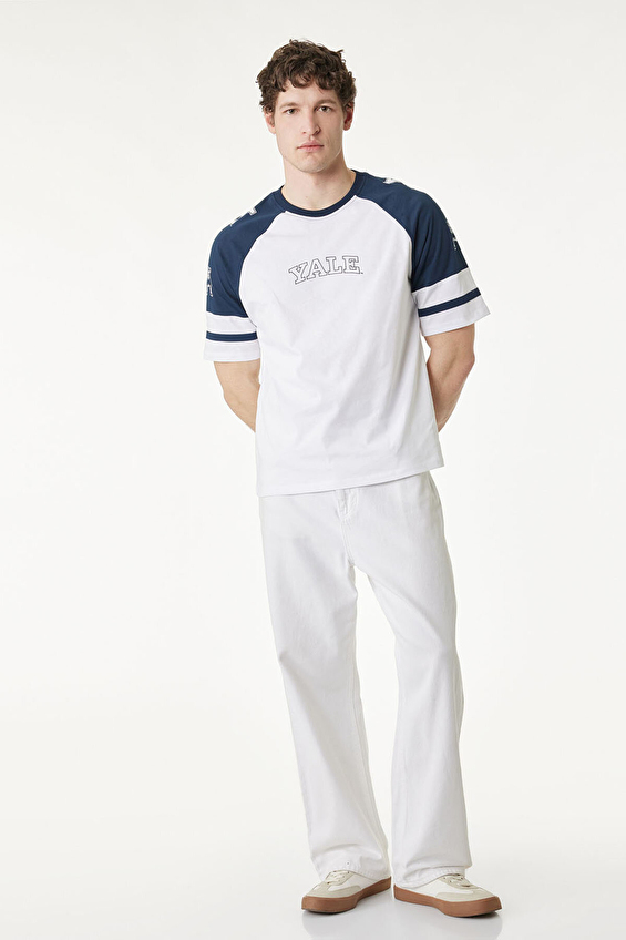Koton Relax Fit Erkek Tişört 6SAM10033MK Beyaz Koton Relax Fit Erkek Tişört 6SAM10033MK Beyaz