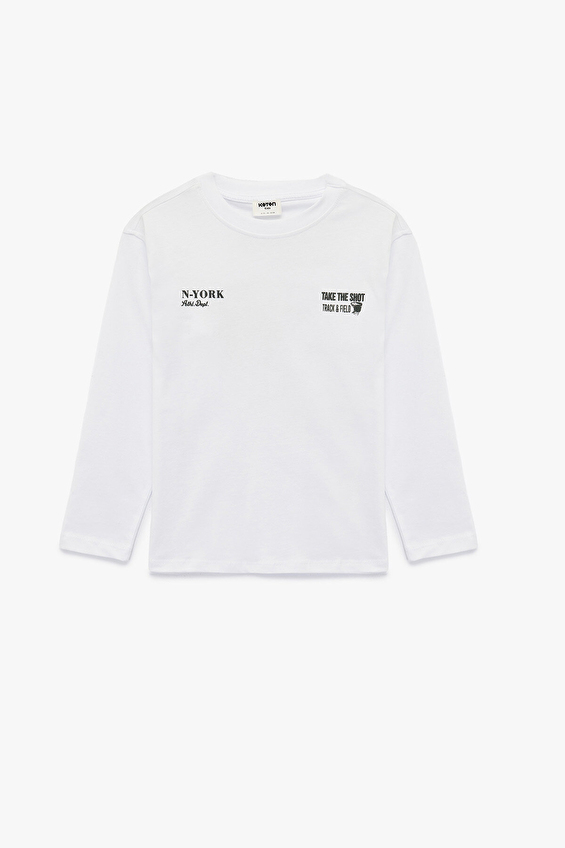 Koton Uzun Kol Erkek Çocuk Tişört 6SKB10064TK Ekru Koton Uzun Kol Erkek Çocuk Tişört 6SKB10064TK Ekru