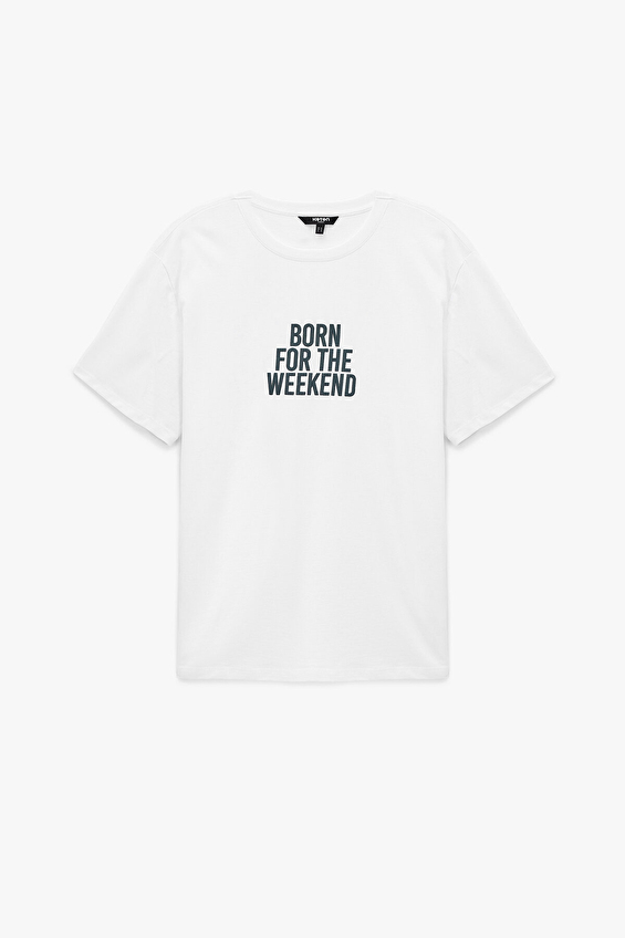 Koton Erkek Tişört 6SAM10063MK Beyaz Koton Erkek Tişört 6SAM10063MK Beyaz