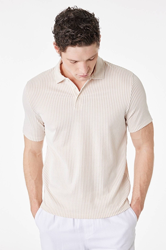 Koton Regular Fit Erkek Tişört 6SAM10072MK Bej Koton Regular Fit Erkek Tişört 6SAM10072MK Bej