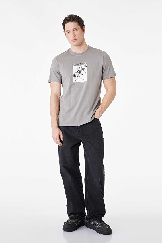 Koton Regular Fit Erkek Tişört 6SAM10097MK Gri Koton Regular Fit Erkek Tişört 6SAM10097MK Gri