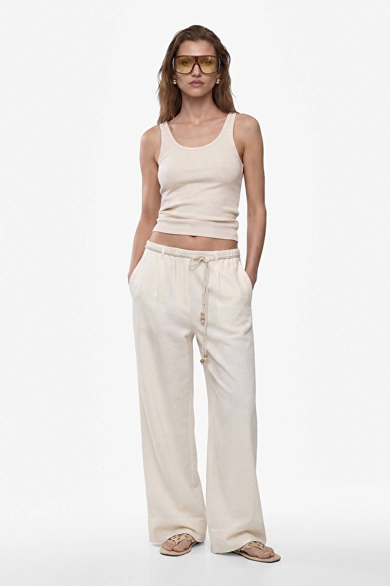 Koton Straight Fit Normal Bel Kadın Pantolon 6SAK40064PW Beyaz Koton Straight Fit Normal Bel Kadın Pantolon 6SAK40064PW Beyaz