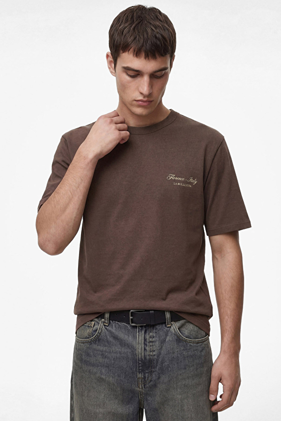 Koton Regular Fit Erkek Tişört 6SAM10116MK Kahverengi Koton Regular Fit Erkek Tişört 6SAM10116MK Kahverengi