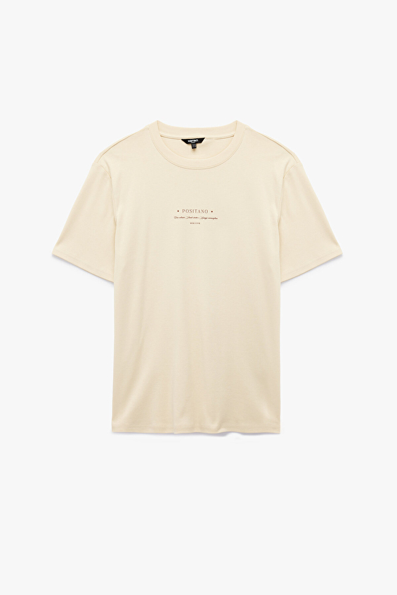 Koton Erkek Tişört 6SAM10117MK Bej Koton Erkek Tişört 6SAM10117MK Bej